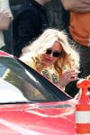 Cameron Diaz Gets Into Red Mercedez On the Set of 'Bad Teacher'