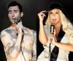 Adam Levine and Christina Aguilera at 'Moves Like Jagger' Video Shoot