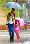 Katie Holmes and Suri Brave the Rain for Lunch Date