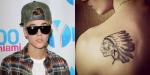 Justin Bieber Debuts New Tattoo of Indian's Head