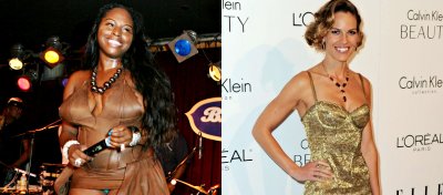 Foxy Brown and Hilary Swank Wardrobe Malfunction 