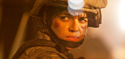 Michelle Rodriguez is a member of a platoon facing aliens in 'Battle: Los Angeles' 