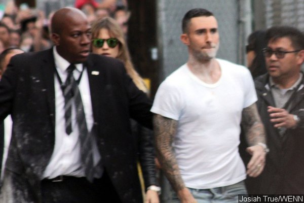 Adam Levine Flour-Bombed Outside 'Jimmy Kimmel Live!'