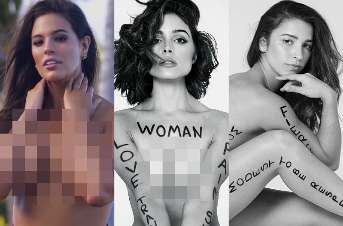 Ashley Graham Dances Topless for SI Swimsuit, Olivia Culpo and Aly Raisman Pose Fully Nude