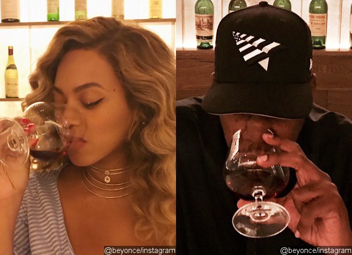 Busty Beyonce Shares Cute Photos of Her and Hubby Jay-Z Sipping Wine on Romantic Date