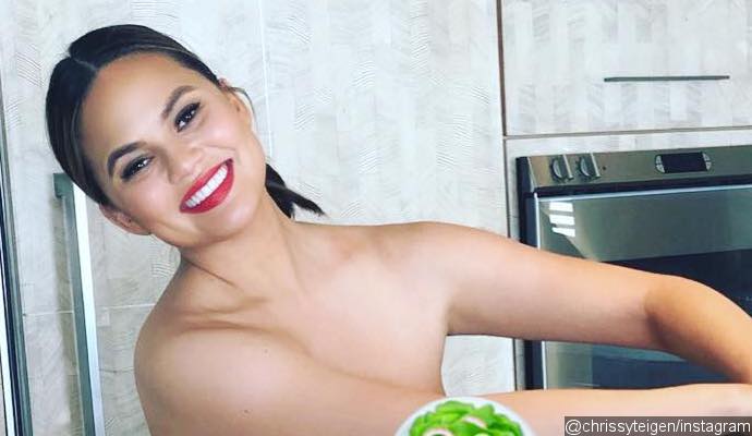 Pregnant Chrissy Teigen Poses Nearly-Nude While Whipping Up Some Salads: 'Plz Don't Shame Me'