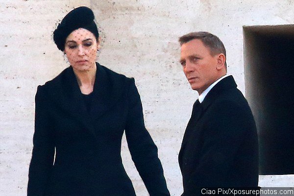 Daniel Craig and Monica Bellucci Spotted Filming Funeral Scene for 'Spectre'