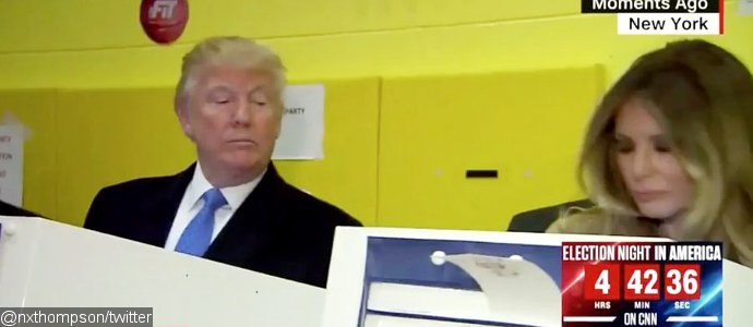 Donald Trump Caught Peeking at Melania's Ballot - Doesn't Trust Your Wife, Mr. Trump?