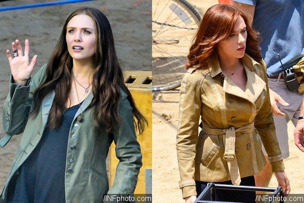 Elizabeth Olsen and Scarlett Johansson Wear Casual Costume on 'Captain America: Civil War' Set