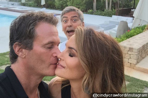George Clooney Photobombs Cindy Crawford and Rande Gerber's Kissing Pic