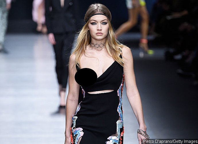 Gigi Hadid Laughs Off Her Wardrobe Malfunction on Versace Runway