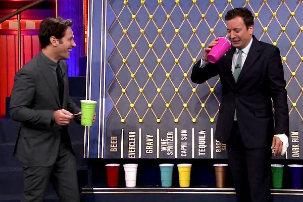 Video: Jimmy Fallon Plays 'Drinko' With Paul Rudd in 'Tonight Show' Return After Hand Injury