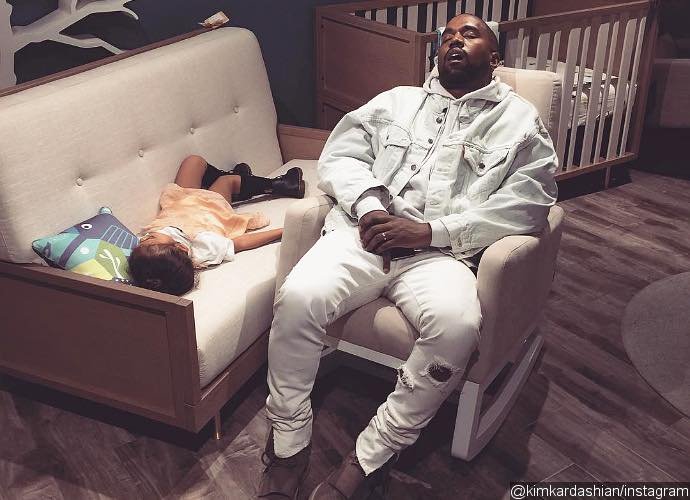 See Pic of Kanye West and North Falling Asleep While Shopping With Kim Kardashian
