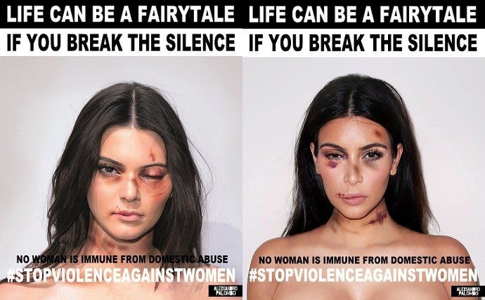 Kendall Jenner and Kim Kardashian Don't Approve Their Photos Used for Domestic Violence Campaign