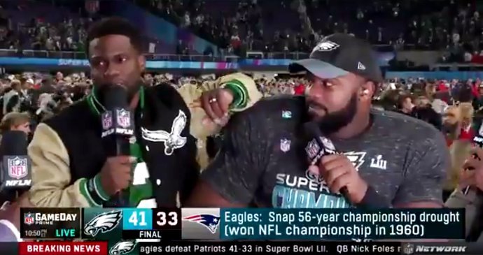 Kevin Hart Drops F-Bomb on Live TV, Is Denied From Podium After Eagles Super Bowl Win