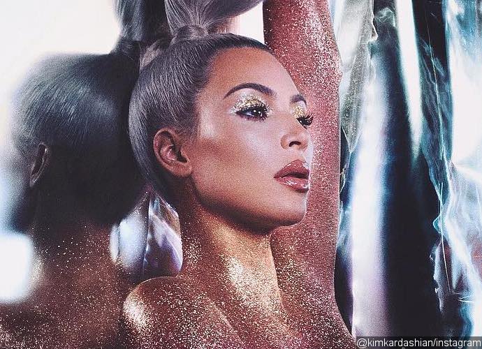 NSFW! Kim Kardashian Poses Completely Nude in Glitter for Her Beauty Line