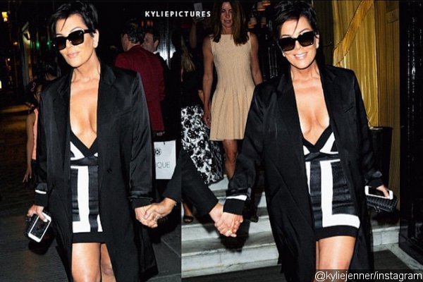 Kris Jenner Shows Off Ample Cleavage in Super Low-Cut Mini Dress in Paris