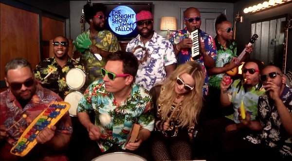 Video: Madonna and Jimmy Fallon Perform 'Holiday' Using Classroom Instrument