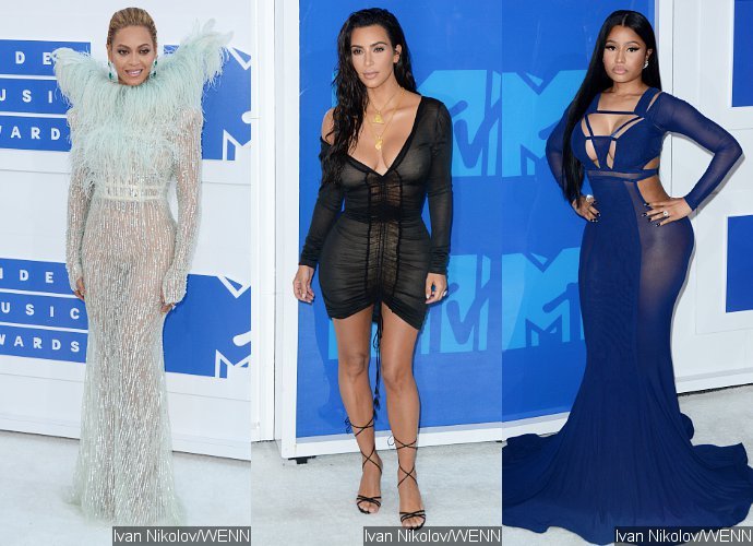 MTV VMAs 2016: Beyonce Is Snow Queen, Kim Kardashian and Nicki Minaj Show Skin on Red Carpet