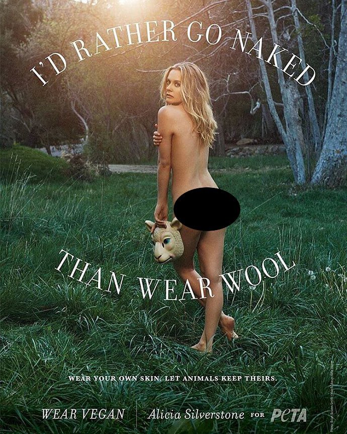 Nude Alicia Silverstone Anti-Wool Billboard Now Up in 