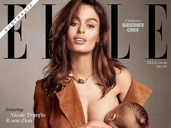 Model Nicole Trunfio Breastfeeding Son on ELLE Australia Cover