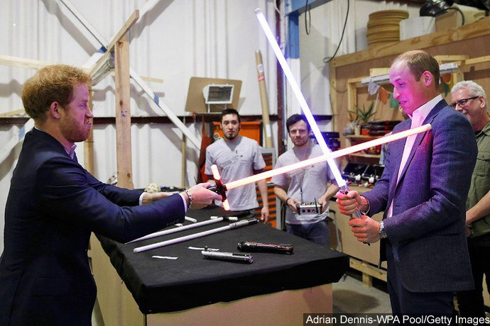 Prince William and Prince Harry Get Into Lightsabers Duel on 'Star Wars' Set