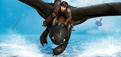 A grown up Hiccup and his dragon Toothless