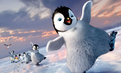 Mumble has a tiny little son who is afraid to dance in 'Happy Feet Two' 