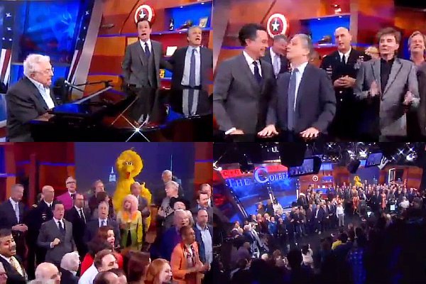 Video: 'The Colbert Report' Ends With Star-Studded Sing-Along