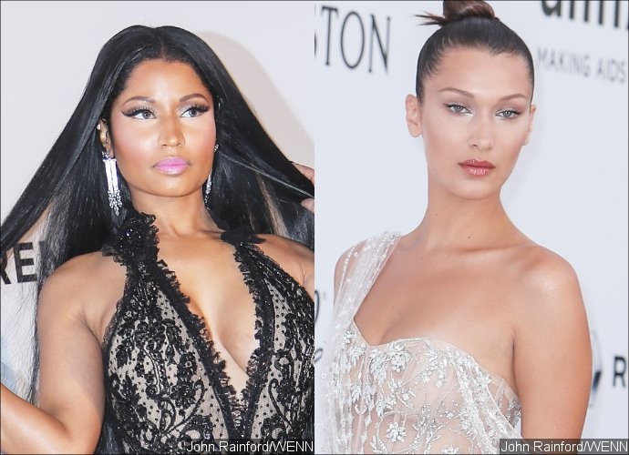Vampire Nicki Minaj Sexily Licks Bella Hadid's Neck at AmfAR Gala in Cannes