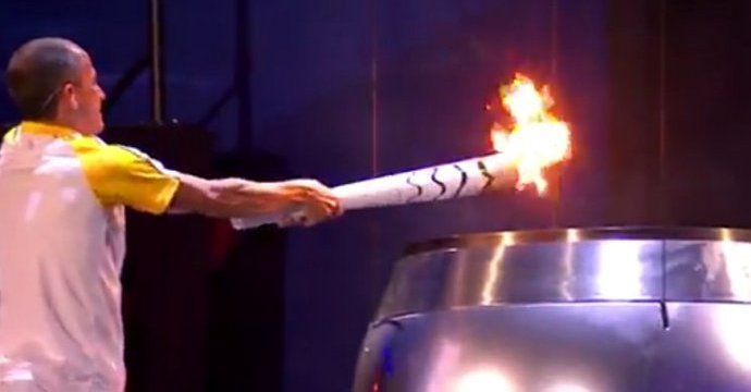 Vanderlei De Lima Lights the Olympic Cauldron After Pele Withdraws Over Health Condition