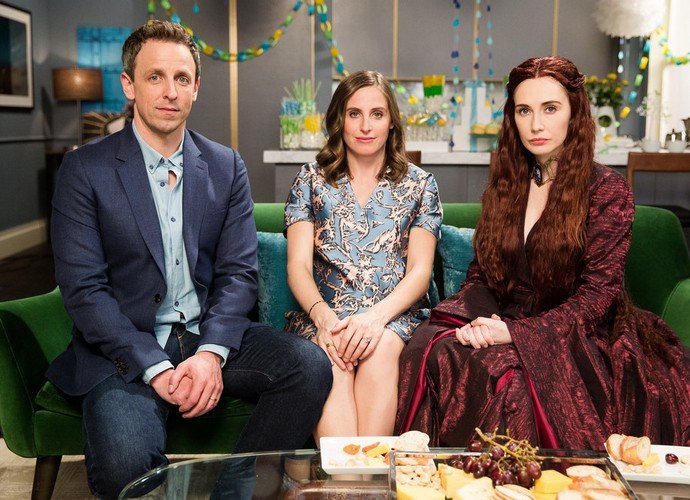 Watch 'Game of Thrones' Melisandre Attend Baby Shower With Seth Meyers