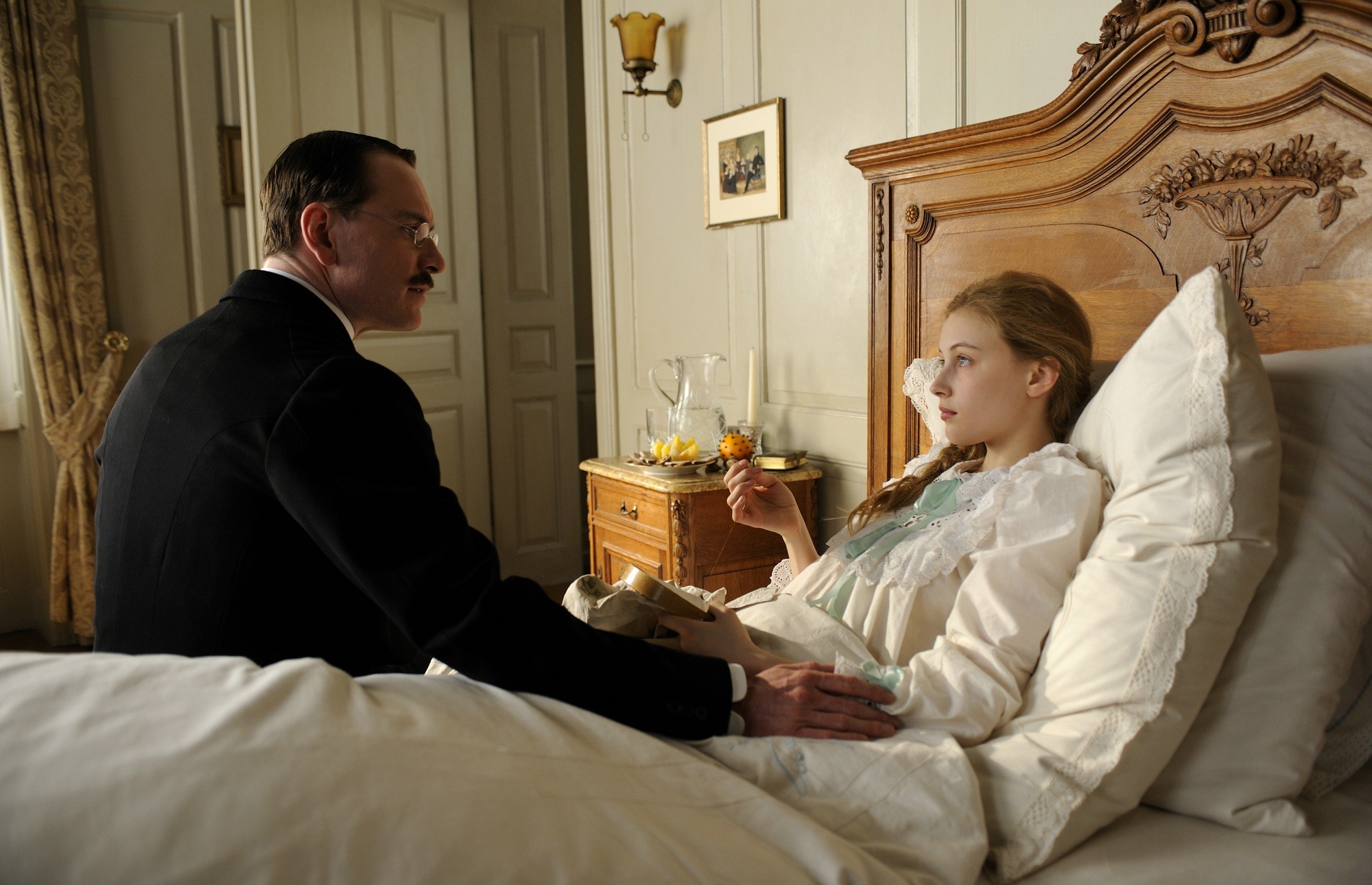 Michael Fassbender stars as Carl Jung and Sarah Gadon stars as Emma Jung in Sony Pictures Classics' A Dangerous Method (2011)