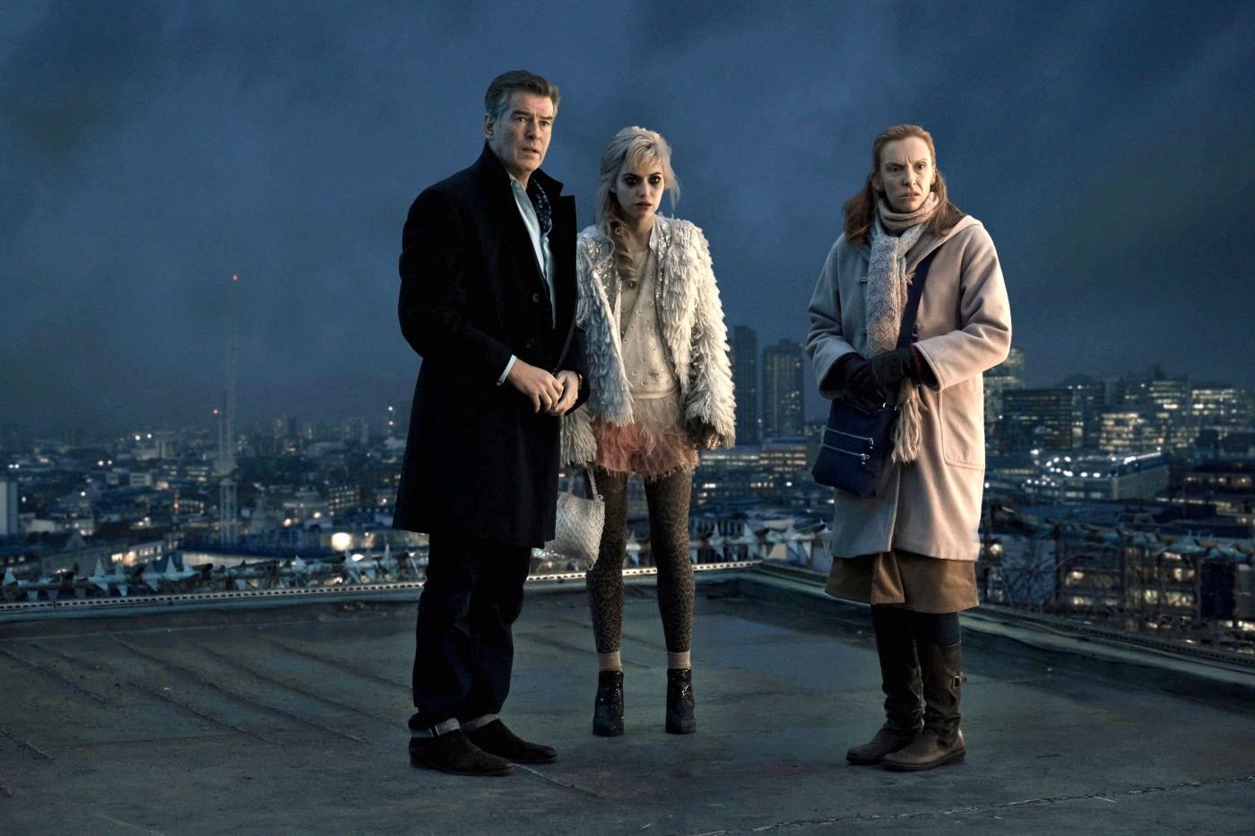 Pierce Brosnan, Imogen Poots and Toni Collette in Magnolia Pictures' A Long Way Down (2014)