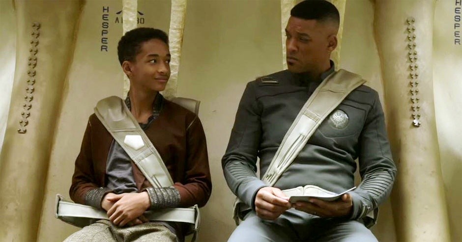 Jaden Smith stars as Kitai Raige and Will Smith stars as Cypher Raige in Columbia Pictures' After Earth (2013)