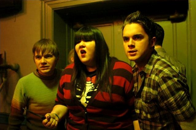 Anthony Fitzgerald, Ashley Fink and Thomas Dekker in Backlash Films' All About Evil (2010)