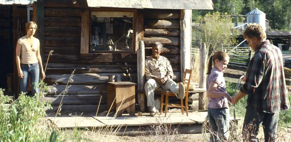 Jennifer Lopez, Morgan Freeman, Robert Redford and Becca Gardner in Miramax Films' An Unfinished Life (2005)