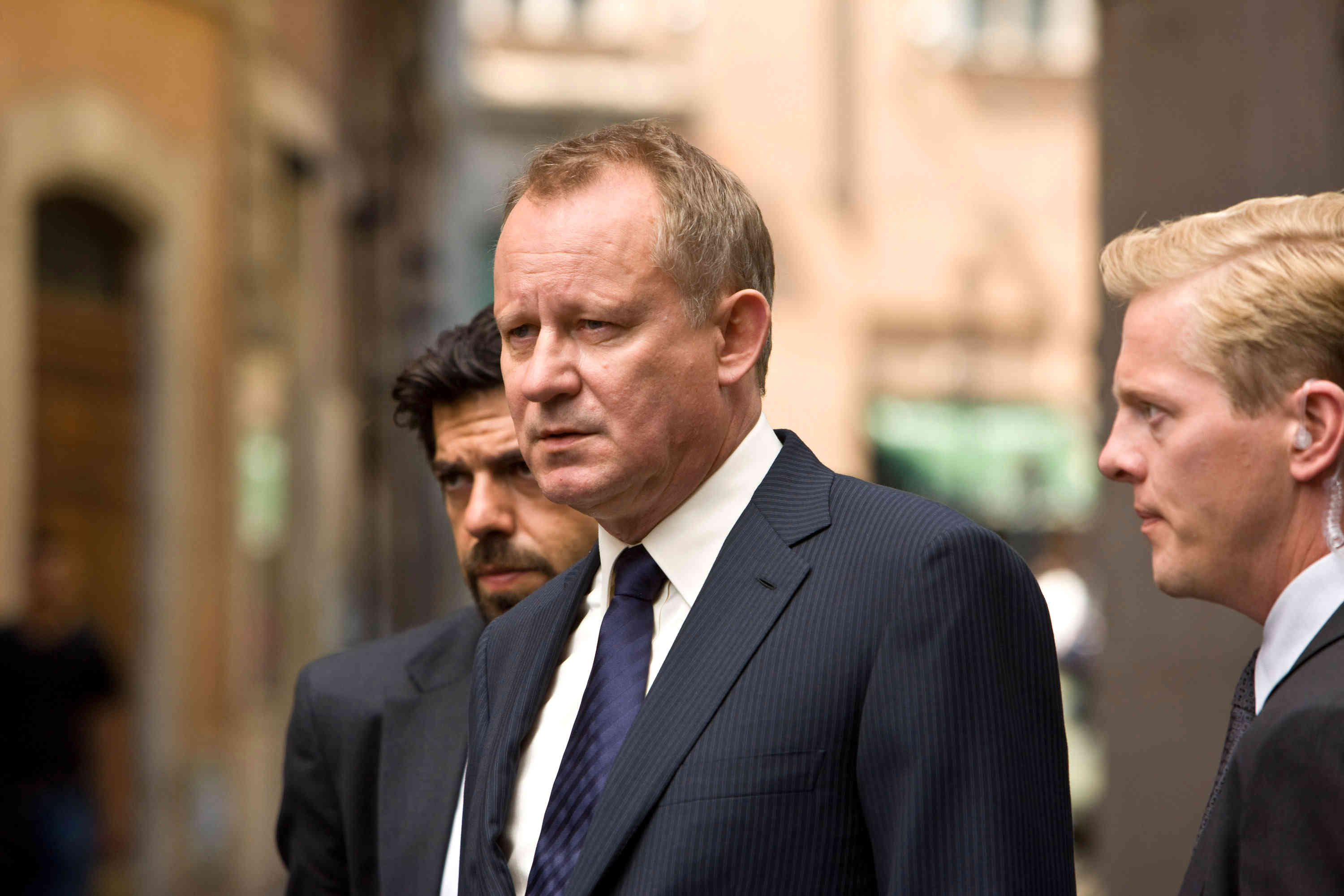 Pierfrancesco Favino stars as Commander Olivetti and Stellan Skarsgard stars as Richter in Sony Pictures Releasing's Angels & Demons (2009)