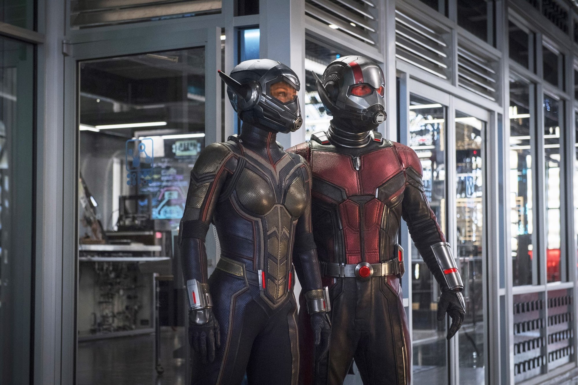 Evangeline Lilly stars as Hope van Dyne/The Wasp and Paul Rudd stars as Scott Lang/Ant-Man in Walt Disney Pictures' Ant-Man and the Wasp (2018)