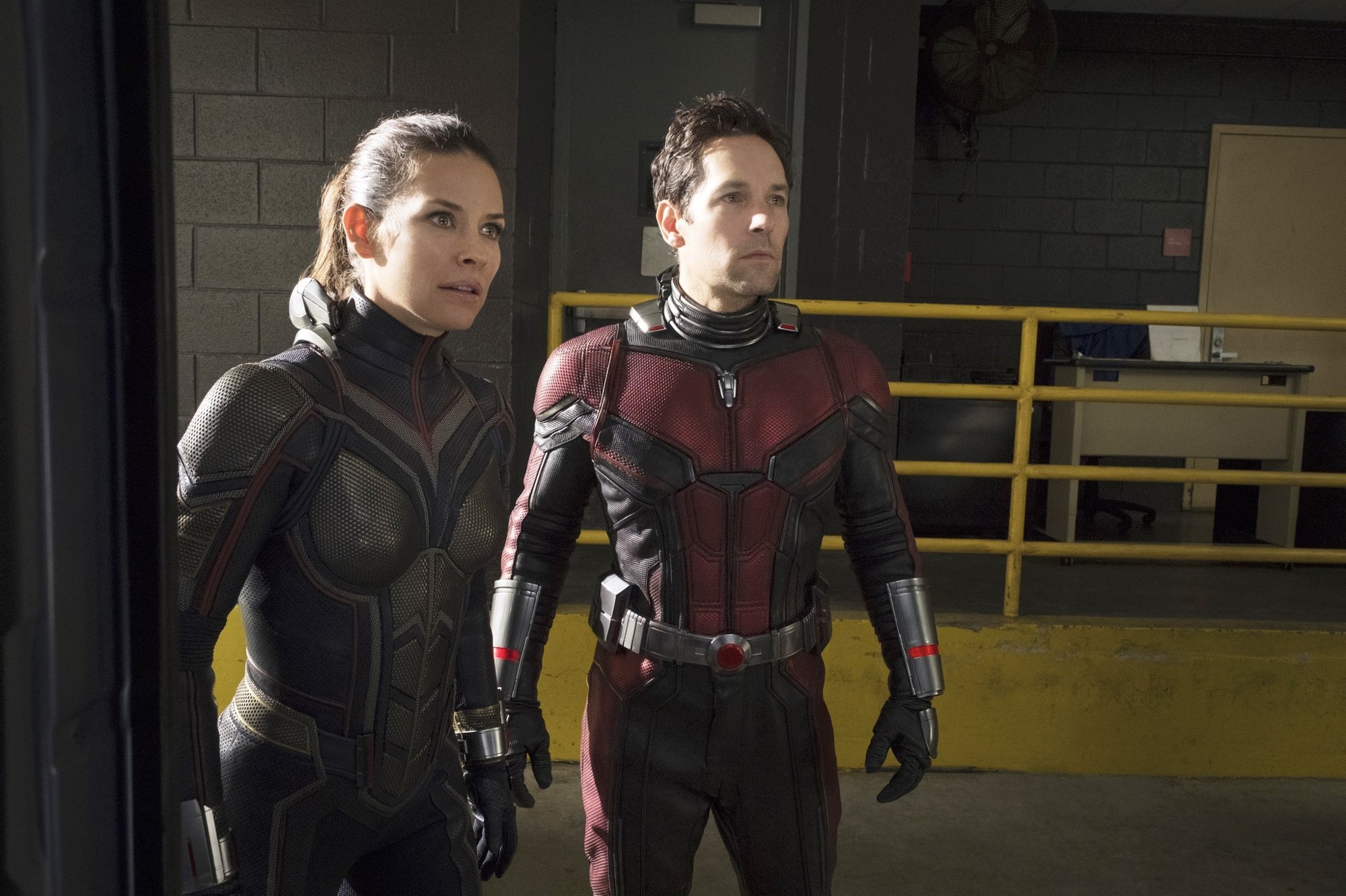 Evangeline Lilly stars as Hope van Dyne/The Wasp and Paul Rudd stars as Scott Lang/Ant-Man in Walt Disney Pictures' Ant-Man and the Wasp (2018)