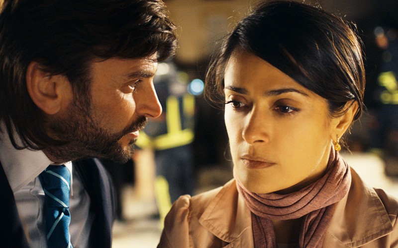 Fernando Tejero stars as Johnny and Salma Hayek stars as Luisa in IFC Midnight's As Luck Would Have It (2013)