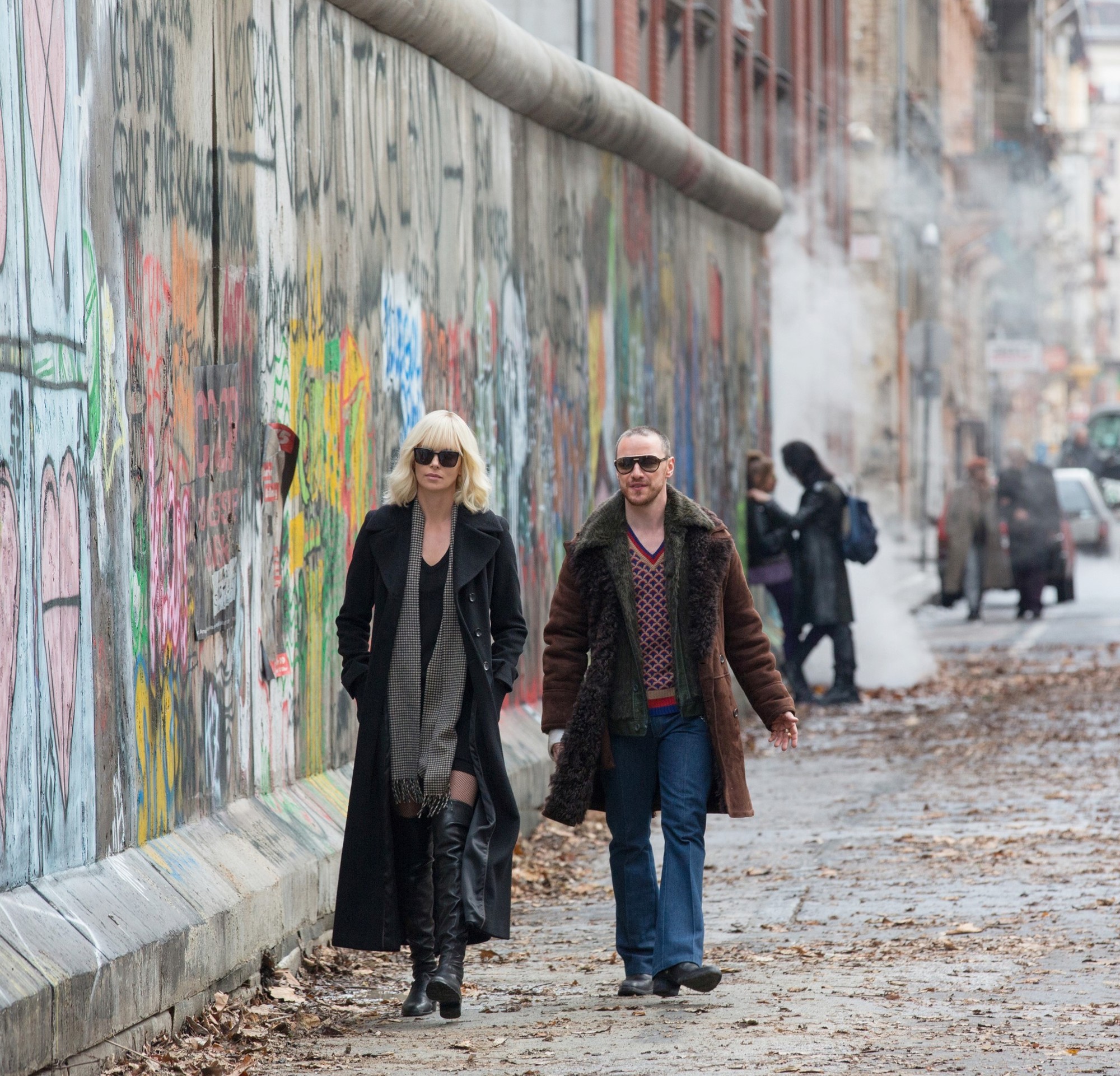 Charlize Theron stars as Lorraine Broughton and James McAvoy stars as David Percival in Focus Features' Atomic Blonde (2017)