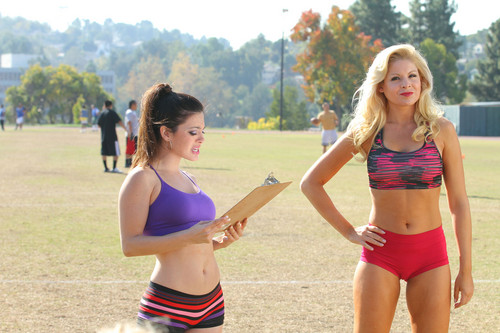 Olivia Alexander stars as Brittany Andrews and Anne McDaniels stars as Tiffany in Epix's Attack of the 50 Foot Cheerleader (2012)