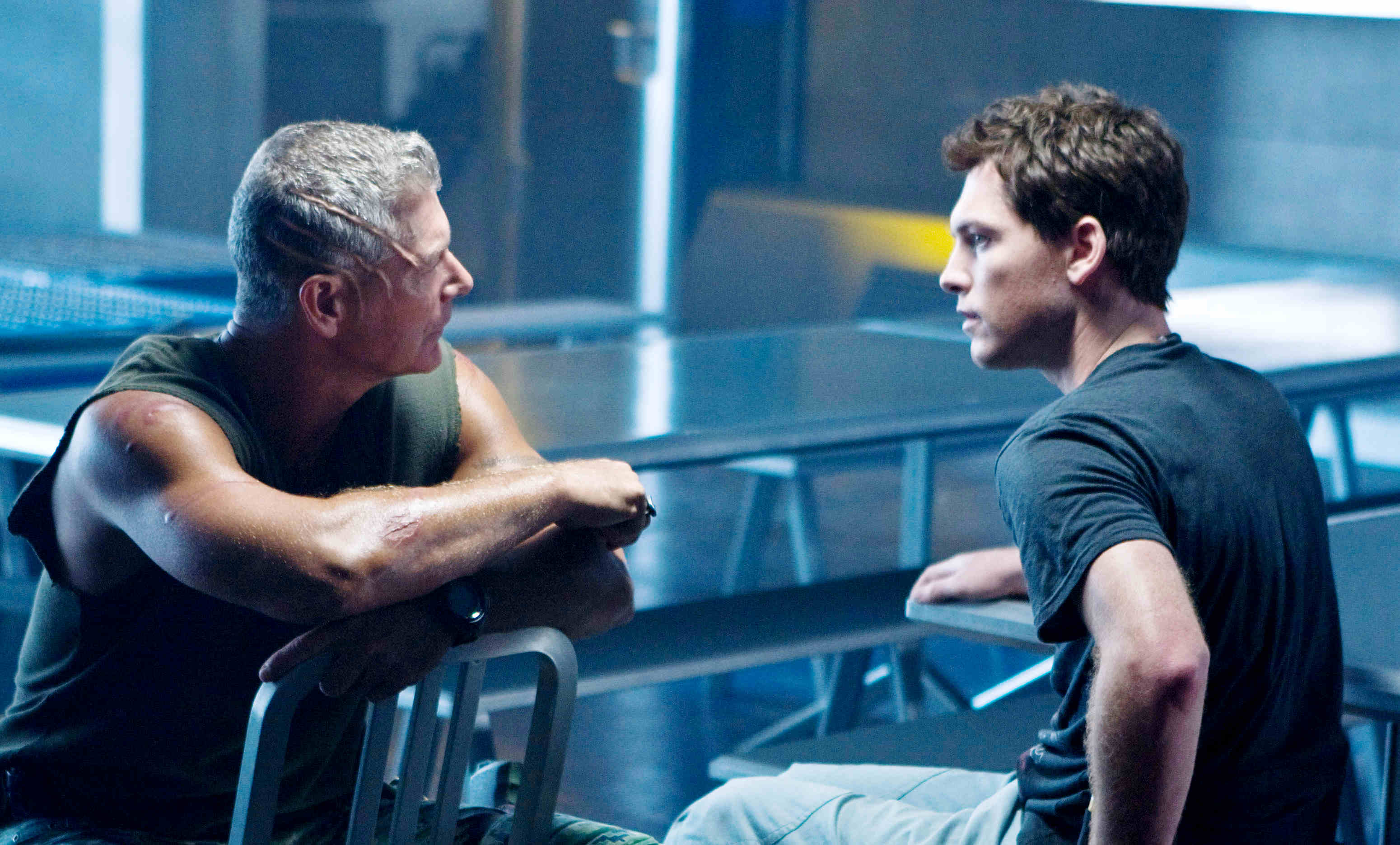 Stephen Lang stars as Col. Quaritch and Sam Worthington stars as Jake Sully in The 20th Century Fox's Avatar (2009)