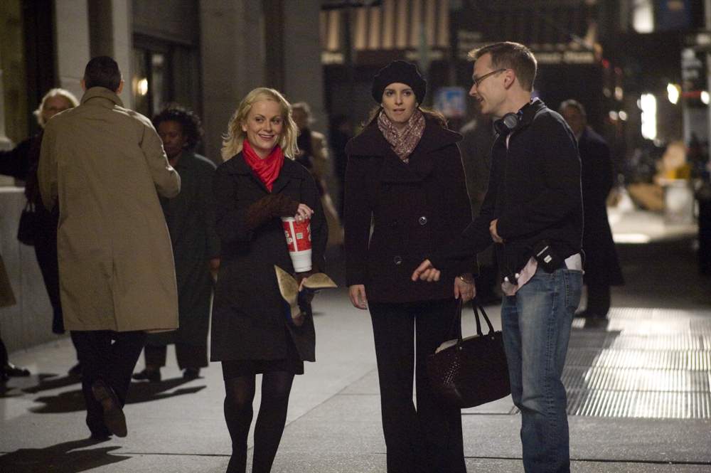 AMY POEHLER, TINA FEY and writer director MICHAEL MCCULLERS on the set of Universal Pictures' Baby Mama (2008)