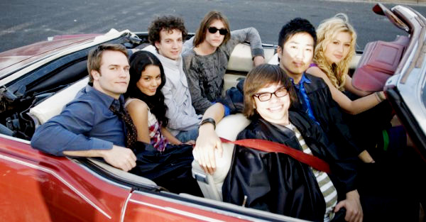 Scott Porter, Vanessa Hudgens, Gaelan Connell, Ryan Donowho, Charlie Saxton, Tim Jo and Alyson Michalka in Summit Entertainment's Bandslam (2009)