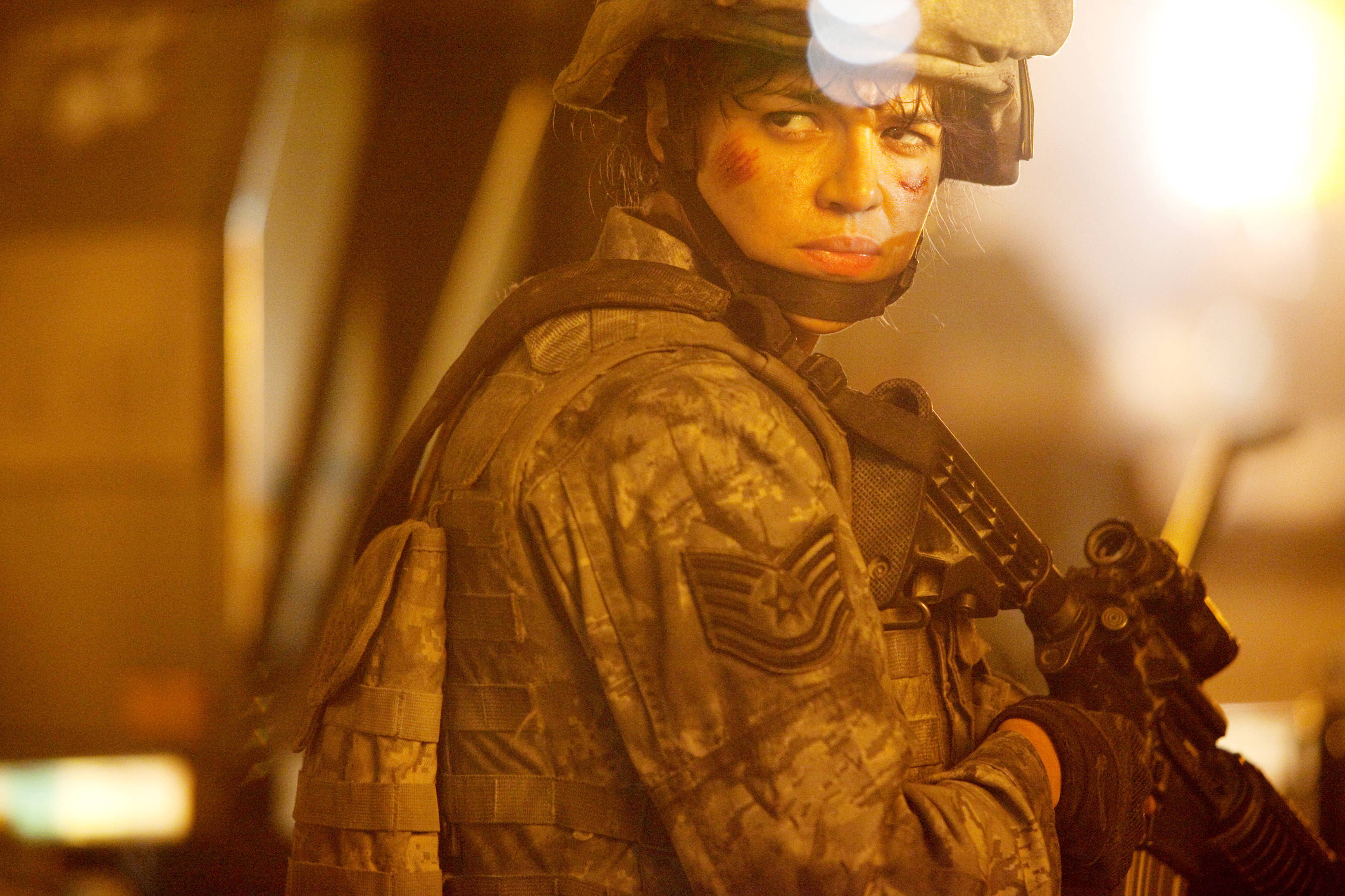 Michelle Rodriguez stars as Technical Sergeant Elena Santos in Columbia Pictures' Battle: Los Angeles (2011)