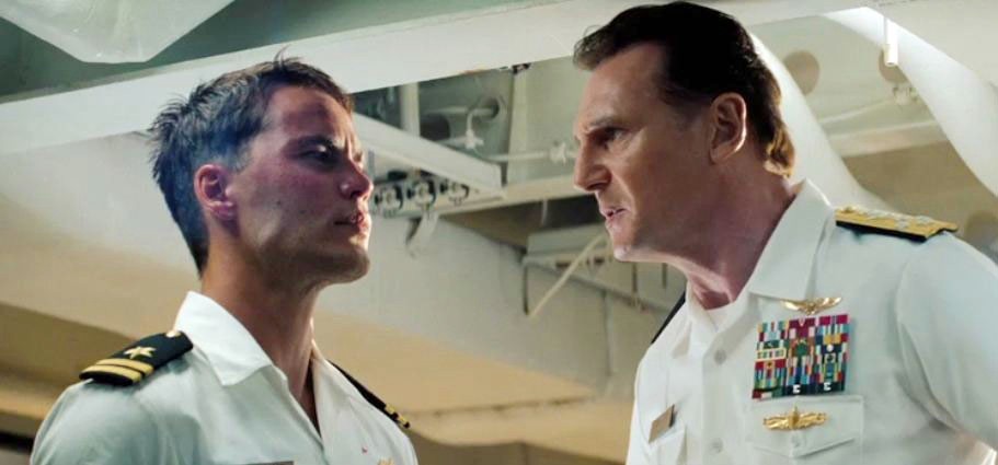 Taylor Kitsch stars as Alex Hopper and Liam Neeson stars as Admiral Shane in Universal Pictures' Battleship (2012)
