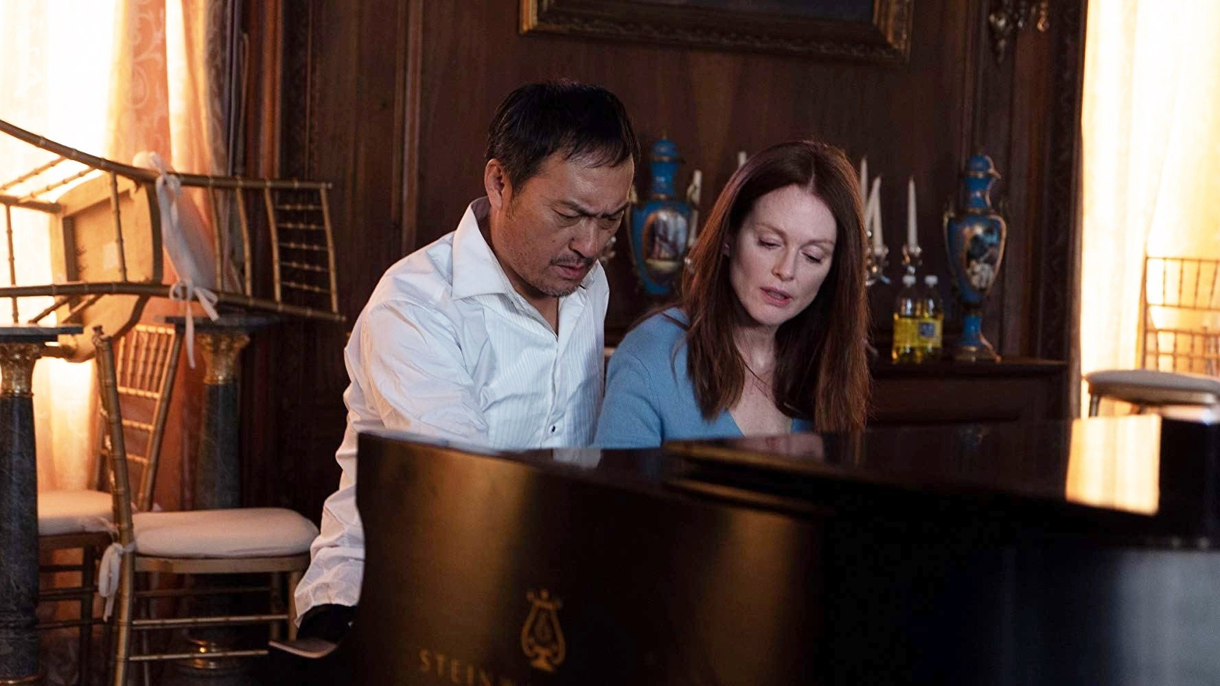 Ken Watanabe stars as Katsumi Hosokawa and Julianne Moore stars as Roxanne Coss in Screen Media Films' Bel Canto (2018)