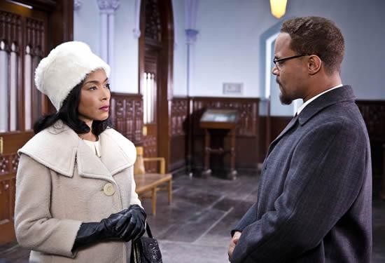 Angela Bassett stars as Coretta Scott King and Lindsay Owen Pierre stars as Malcolm X in Lifetime's Betty & Coretta (2013)